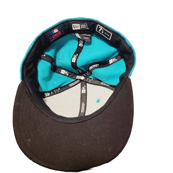 New Era Unisex Florida Marlins Blue Black Lightweight Baseball‎ Cap Size 7 1/4 - Picture 6 of 10